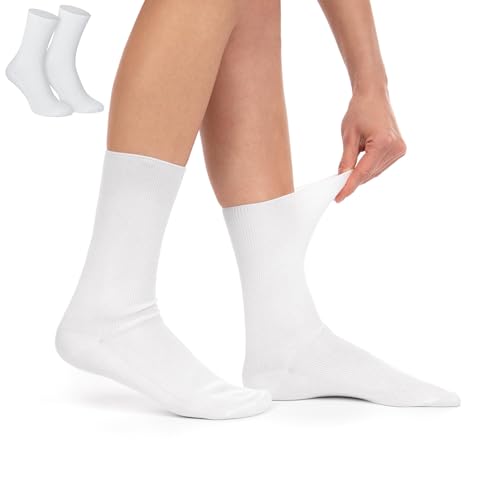 5, 10 oder 20 Paar Herren Damen Socken- 100% BAUMWOLLE Gesundheitssocken Komfortbündchen, ohne Gummi 35-38, 39-42, 43-46, weiß kochfest, Weiß, 43-46 / 10 Paar von Sockenversandhandel