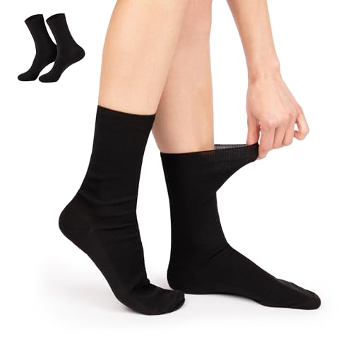 5, 10 oder 20 Paar Herren Damen Socken- 100% BAUMWOLLE Herren Damen Schwarz Gesundheitssocken Komfortbündchen, ohne Gummi 35-38, 39-42, 43-46, 47-49, Schwarz, 35-38 / 5 Paar von Sockenversandhandel