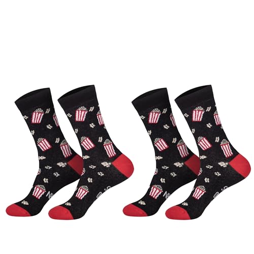 Damen Jungen Mädchen Socken (2 Paar) witzig bunt 36-41 Popcorn von Sockenversandhandel