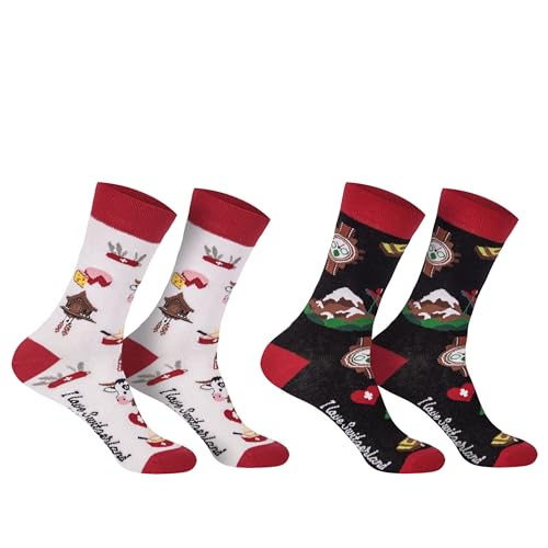 Damen Jungen Mädchen Socken (2 Paar) witzig bunt 42-47 Schweiz von Sockenversandhandel
