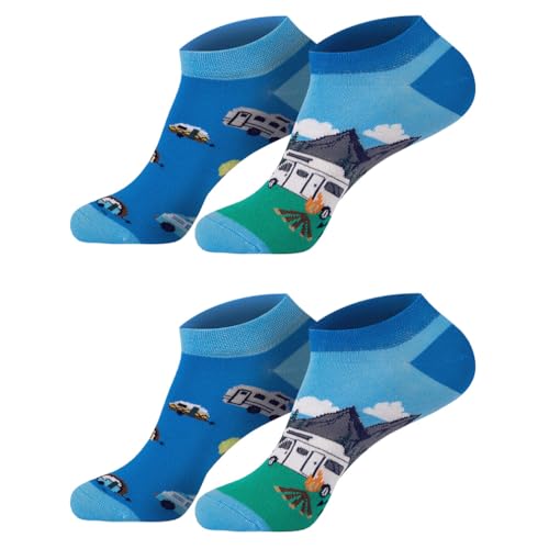 Füßlinge Sneakersocken Funsocken Damen Jungen Mädchen Socken (2 Paar) witzig bunt 36-41 Camping von Sockenversandhandel