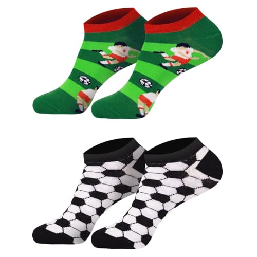 Füßlinge Sneakersocken Funsocken Damen Jungen Mädchen Socken (2 Paar) witzig bunt 36-41 Fußball von Sockenversandhandel