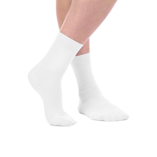 Herren Damen Socken (10 Paar) BAUMWOLLE Arztsocken Schwesternsocken Gesundheitssocken Komfortbündchen I kochfest (10 Paar/Weiss) von Sockenversandhandel
