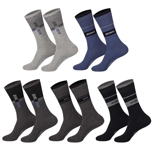 Jeanssocken (10 Paar) Herrensocken I Jungensocken I Anzugsocken I Socken I Baumwolle I Farbig I 39-42 I Gemusterte Strümpfe 39-42 (6549) von Sockenversandhandel