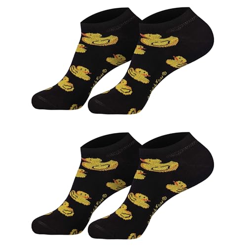 Sockenversandhandel Füßlinge Sneakersocken Funsocken Damen Jungen Mädchen Socken (2 Paar) witzig bunt 36-41 Quietsche-Ente von Sockenversandhandel