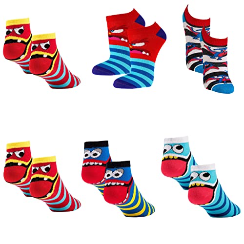 Kinder Socken,Jungen,6 Paar,Kurzsocken,Sneaker (35-38, Mehrfarbig4) von Socks 4 Fun