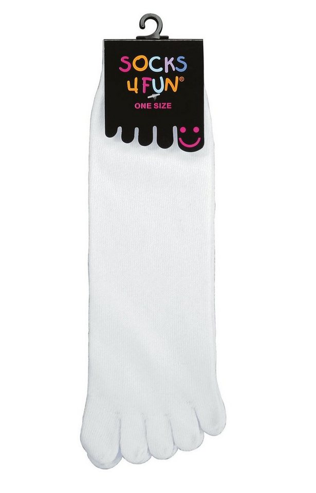 Socks 4 Fun Basicsocken 4 Paar Zehensocken fünf Zehen Zehenstrümpfe 5 Toe Baumwolle Wollsocken in der Farbe weiß kochfest von Socks 4 Fun