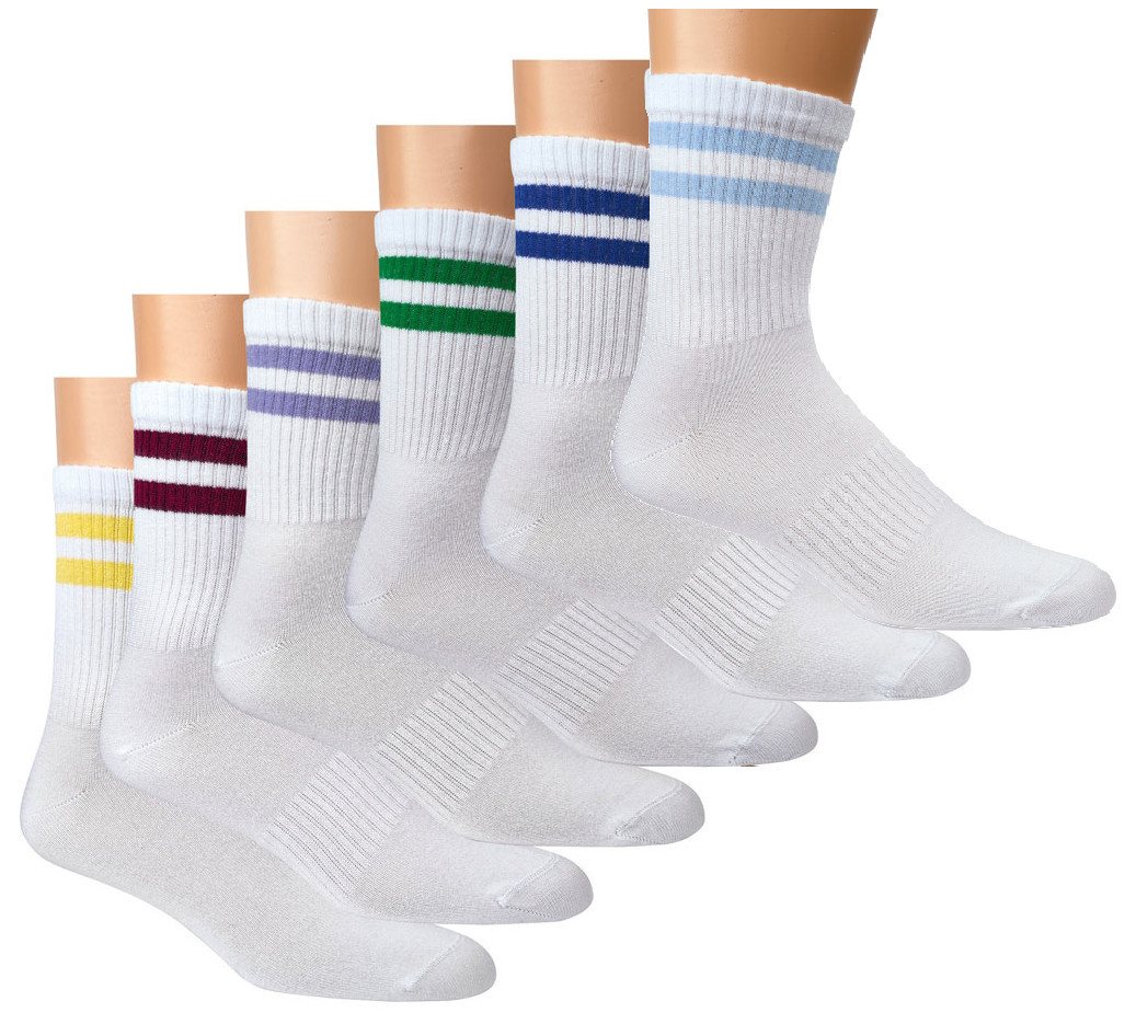 Socks 4 Fun Freizeitsocken BAMBUS Viskose Crew Socks weiße schwarz Tennissocken Rippstrick Unisex (2 Paar) Anatomischer Rippstrick verstärkte Spitze und Ferse von Socks 4 Fun