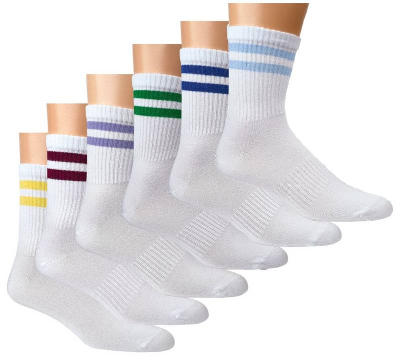 Socks 4 Fun Freizeitsocken BAMBUS Viskose Crew Socks weiße schwarz Tennissocken Rippstrick Unisex (2 Paar) Anatomischer Rippstrick verstärkte Spitze und Ferse von Socks 4 Fun