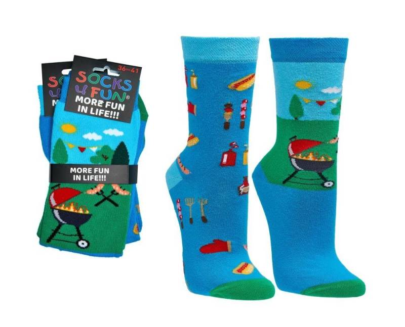 Socks 4 Fun Freizeitsocken Grillfest Socks 4 Fun (2 Paar, 2-Paar, 2 Paar) lustiges Design von Socks 4 Fun