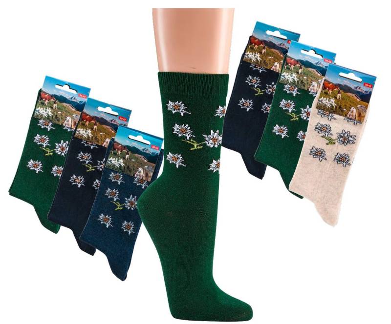 Socks 4 Fun Freizeitsocken Socken Motiv Edelweiss (1-Paar) von Socks 4 Fun