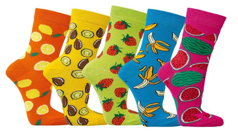 Socks 4 Fun Freizeitsocken Socken Motiv Früchte (3-Paar) von Socks 4 Fun
