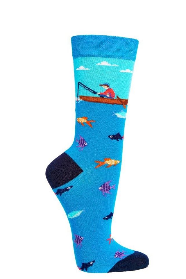 Socks 4 Fun Freizeitsocken Socks 4 Fun Motivsocken Angler 2er Bündel (2-Paar, 2 Paar) von Socks 4 Fun
