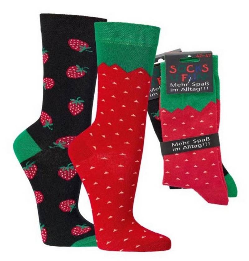 Socks 4 Fun Freizeitsocken Socks 4 Fun Motivsocken Erdbeere (2-Paar) von Socks 4 Fun
