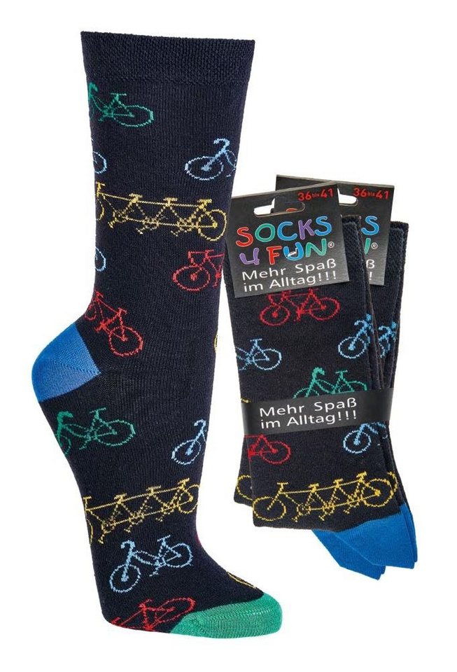 Socks 4 Fun Freizeitsocken Socks 4 Fun Motivsocken Fahrrad 2er Pack (2-Paar, 2 Paar) von Socks 4 Fun