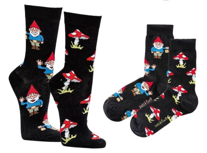 Socks 4 Fun Freizeitsocken Socks 4 Fun Motivsocken Gartenzwerg Fliegenpilz 2er Bündel sortiert (2-Paar, 2 Paar) von Socks 4 Fun