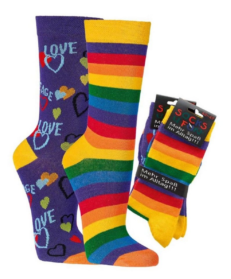 Socks 4 Fun Freizeitsocken Socks 4 Fun Motivsocken Rainbow Love 2er Bündel (2 Paar, 2-Paar, 2 Paar) von Socks 4 Fun