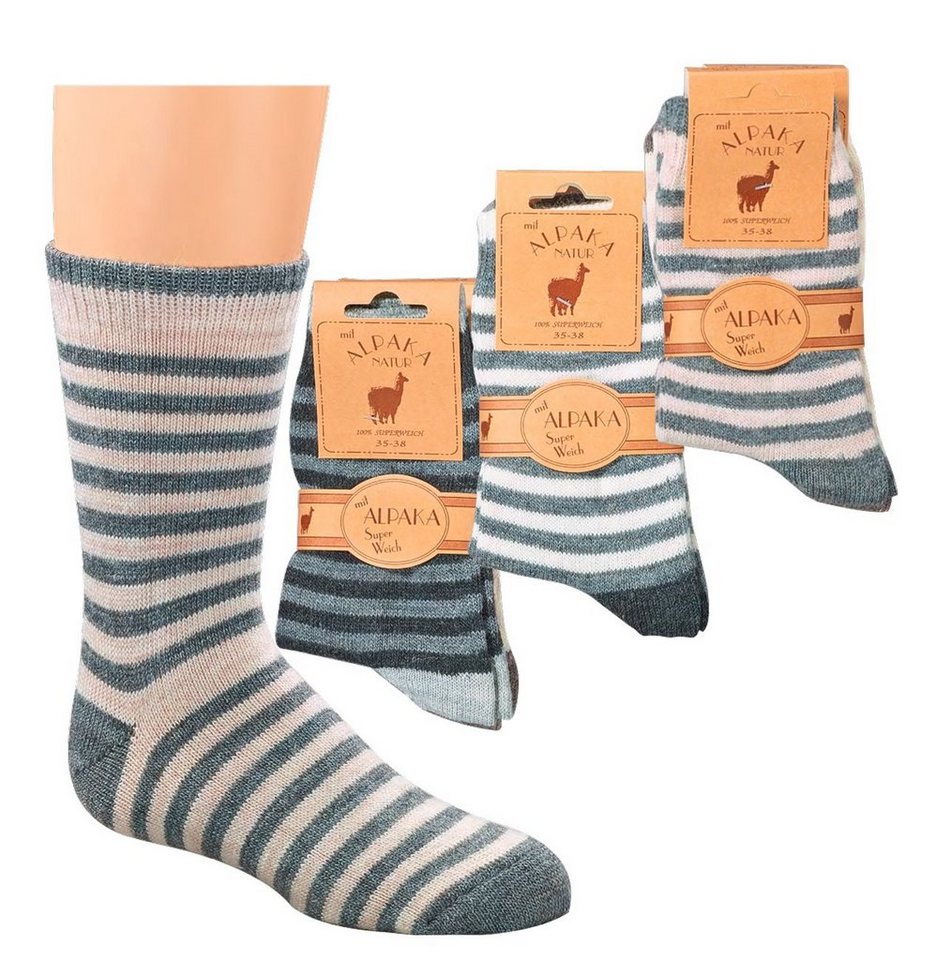 Socks 4 Fun Freizeitsocken Socks 4 Fun Ringel Alpaka Kindersocken (2-Paar, 2 Paar) 2er Pack von Socks 4 Fun