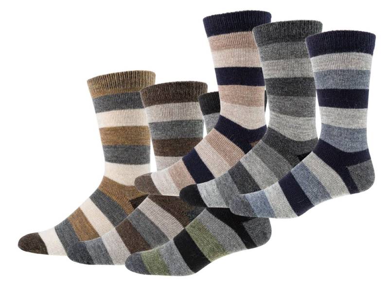 Socks 4 Fun Freizeitsocken Socks 4 Fun Trend Ringel Wollsocken Alpaka (3-Paar) 3er Pack von Socks 4 Fun