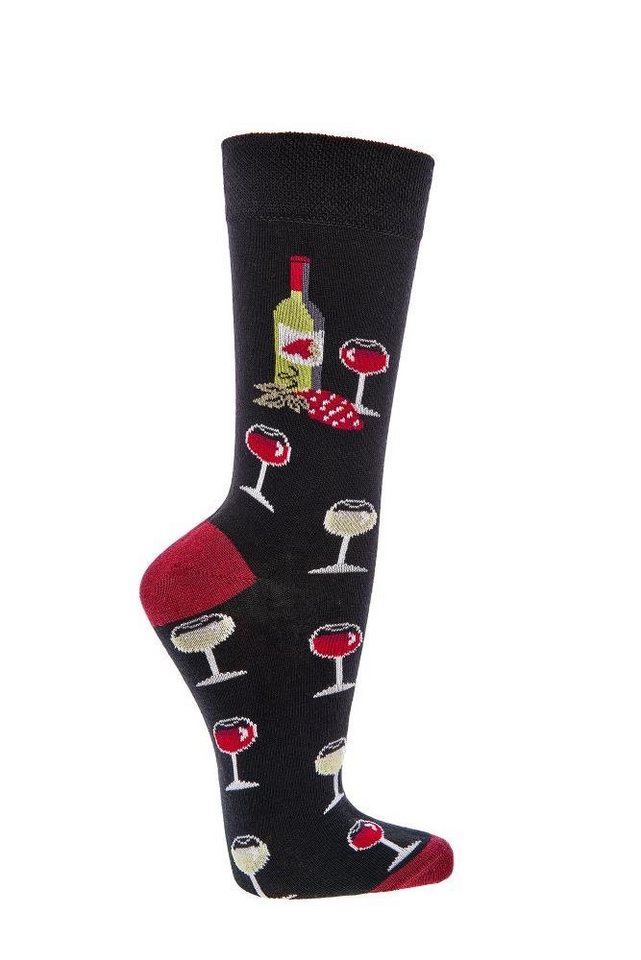 Socks 4 Fun Freizeitsocken Socks 4 Fun Weintrinker Vino Damen Herren 2er Bündel (2-Paar, 2 Paar) von Socks 4 Fun