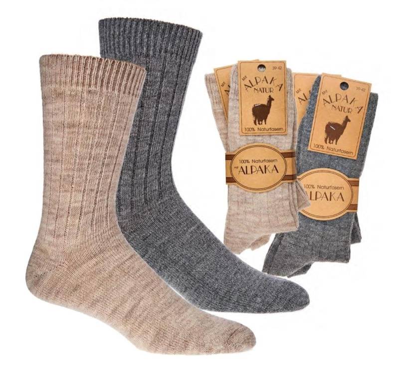 Socks 4 Fun Komfortsocken Socks 4 Fun 100% Wollsocken Schafwolle Alpaka 2er Bündel (2-Paar, 2 Paar) von Socks 4 Fun