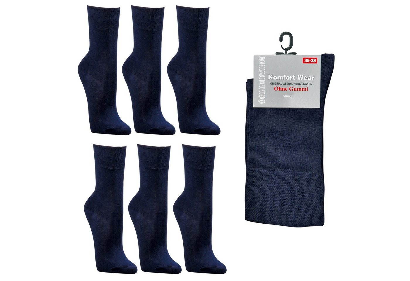 Socks 4 Fun Langsocken 2162 (Packung, 6-Paar, 6 Paar) Wellness-Socken ohne Gummidruck Herren Damen Socken Komfortbund von Socks 4 Fun