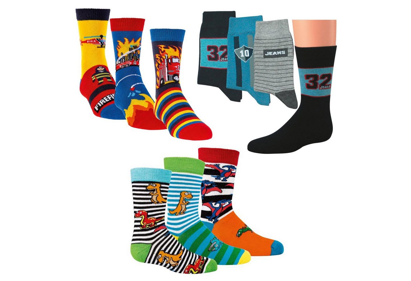 Socks 4 Fun Langsocken 3189 (Packung, 9-Paar, 9 Paar) Motiv Kinder Socken, Jungen & Mädchen mit Baumwolle, Kindersocken von Socks 4 Fun