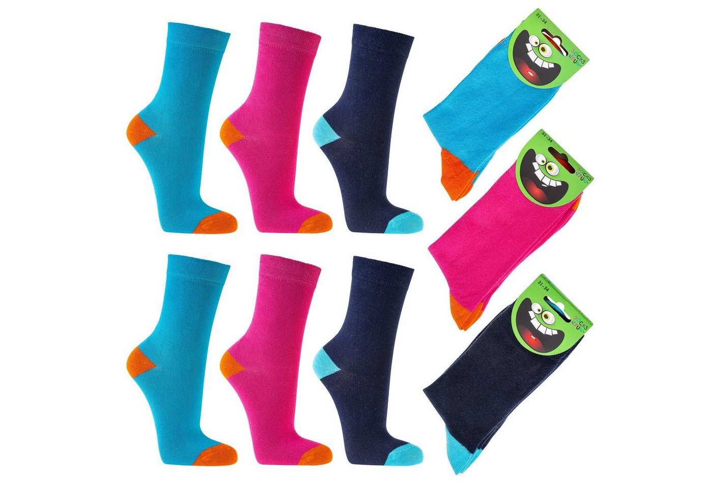 Socks 4 Fun Langsocken 3192 (Packung, 9-Paar, 9 Paar) unifarbene Kinder Socken, Jungen & Mädchen, Kindersocken von Socks 4 Fun