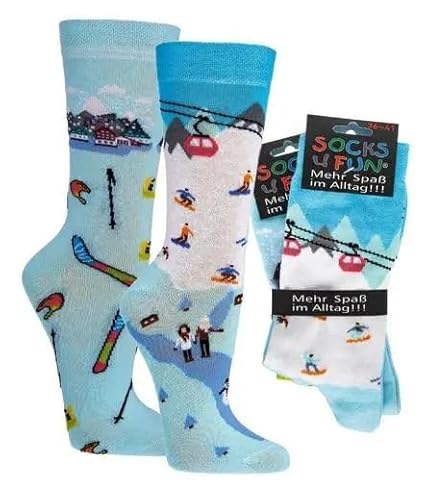 Socks 4 Fun Motivsocken Ski Wintersport 2 Paar (as3, numeric, numeric_36, numeric_41, regular, regular) von Socks 4 Fun