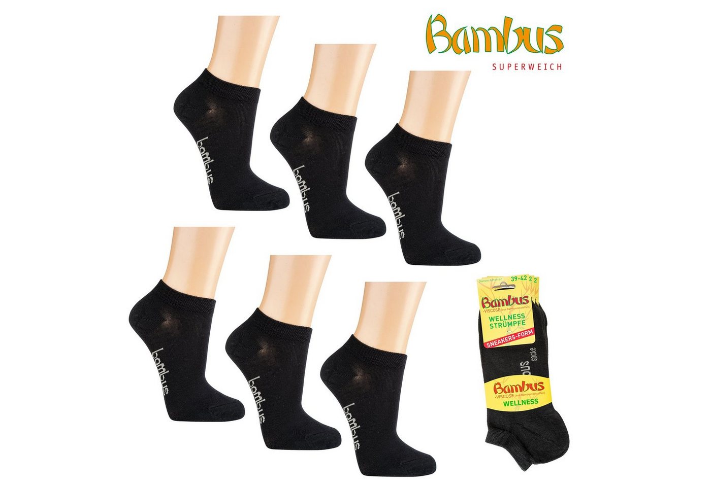 Socks 4 Fun Sneakersocken 2169 (Packung, 6-Paar, 6 Paar) unifarbene Wellness-Sneakersocken Herren Damen Socken Komfortbund von Socks 4 Fun