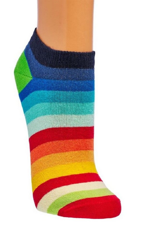 Socks 4 Fun Sneakersocken Socks 4 Fun Sneaker Füsslinge Bunte Streifen 2 Paar (2-Paar, 2 Paar) von Socks 4 Fun
