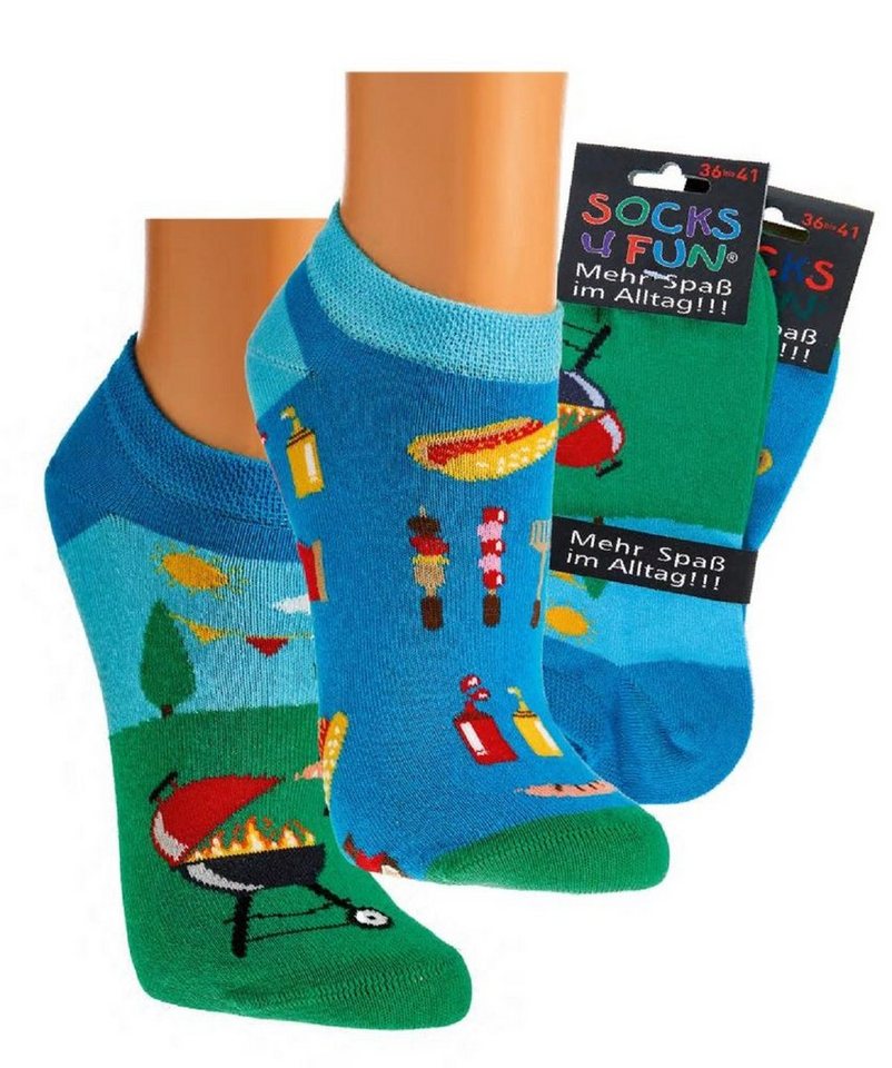 Socks 4 Fun Sneakersocken Socks4Fun BBQ Sneaker 2-er Bündel (2 Paar, 2-Paar, 2 Paar) von Socks 4 Fun