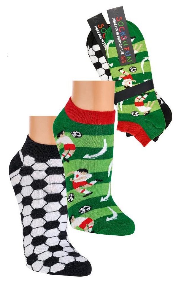 Socks 4 Fun Sneakersocken Socks4Fun Sneaker Füsslinge Motiv Fußball 2er Bündel sortiert (2-Paar, 2 Paar) von Socks 4 Fun