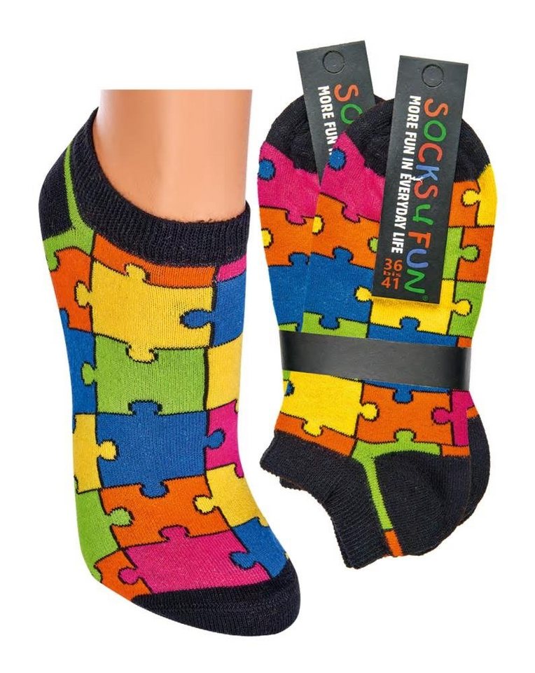 Socks 4 Fun Sneakersocken Socks4Fun Sneakersocken Motiv Puzzle 2er Bündel (2-Paar, 2 Paar) von Socks 4 Fun