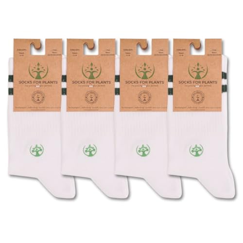 Socks For Plants Bambussocken für Ihre Füße | Anti-Schweiß und atmungsaktive Socken für Sie | Unisex-Socken (35-38) Weiß Socken 4er Paar von Socks For Plants