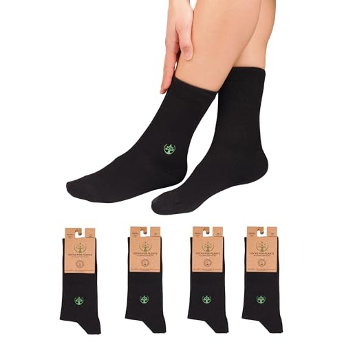 Socks For Plants Unisex Bambussocken 4er Pack Atmungsaktiv Geruchsneutral Schwarz 39-42 von Socks For Plants