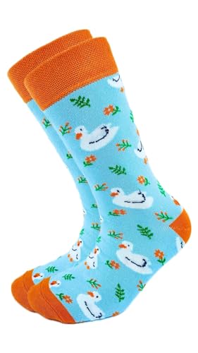 Socken mit orangefarbenem Entenmuster von Socks Tunnel