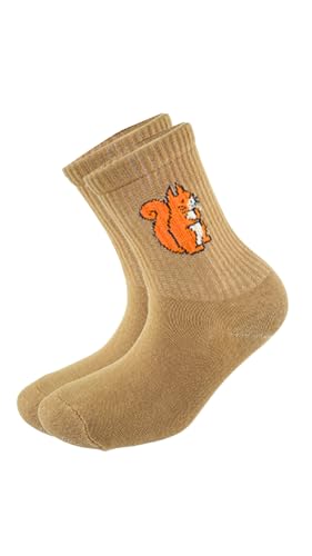 Socks Tunnel Damen Kurze Baumwoll-Socken mit Lustigen Tier- & Cartoon-Motiven – Atmungsaktive Sneaker Socken (Größe 36-40) (DE/NL/SE/PL, Numerisch, 36, 40, Regular, Kurz, Eichhörnchen) von Socks Tunnel