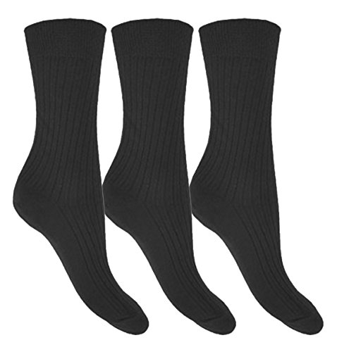 Aler Unelastische, gerippte Socken aus 100% Baumwolle mit Loose Top, 6er-Pack für Herren 39-46 Schwarz von Socks Uwear