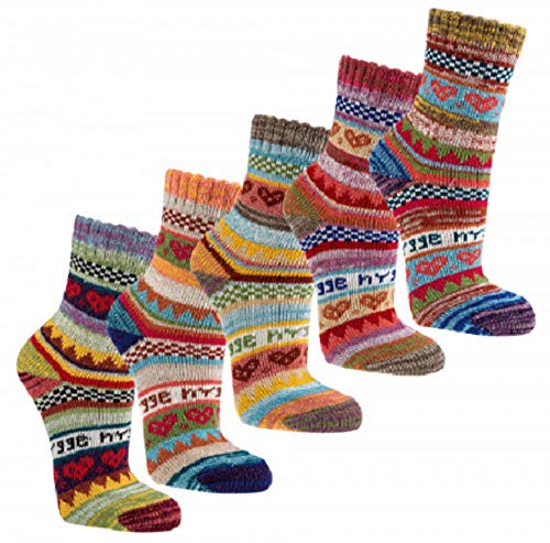 3 Paar bunte Norweger Hygge Socken 90% Baumwolle (35/38) von socks4fun