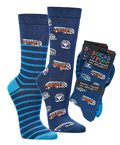 Damen Jungen Herren Spaßsocken (2 Paar) 36-41 Bus von Socks4Fun