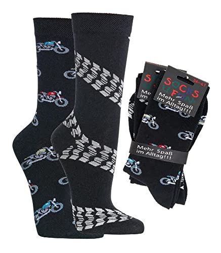 Damen Jungen Herren Spaßsocken (2 Paar) 42-47 Motorrad von Socks4Fun