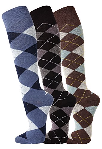 FussFreunde 6 Paar Reitersocken, Kniestrümpfe mit Karo Mustern und Anti-Loch-Versprechen (DE/NL/SE/PL, Numerisch, 35, 38, Regular, Regular, Jeans/Anthrazit/Ozean) von FussFreunde