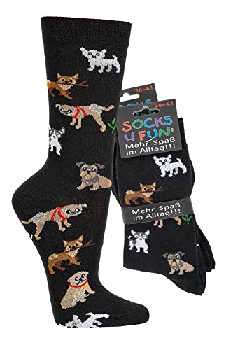 Socks4Fun Damen Jungen Herren Funsocken (2 Paar) 36-41 Hund von Socks4Fun