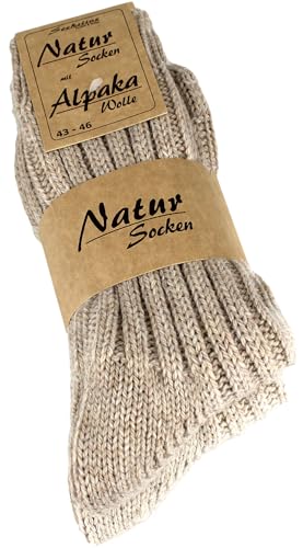 Alpaka Socken Wintersocken Wollsocken mit Alpakawolle 2-Paar 35-38 Hellbraun/Beige von Socksline