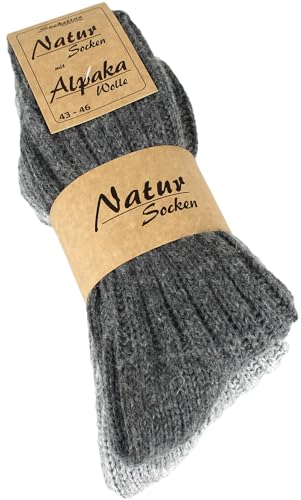 Alpaka Socken Wintersocken für Damen und Herren, Wollsocken, ideal für den Winter 2-Paar (DE/NL/SE/PL, Numerisch, 39, 42, Regular, Regular, Anthrazit/Grau) von Socksline