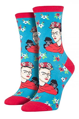 Socksmith Damen Frida Portrait Socken, Blau (Pfau Pfau), One Size von Socksmith