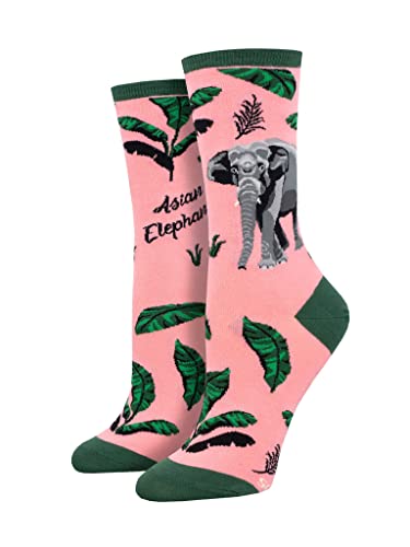 Socksmith Damen Socken Asiatisch Elefant Crew Pink, Dunkelgrau von Socksmith