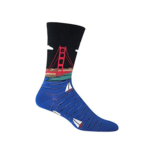 Socksmith Herren Socken Golden Gate Bridge Crew Schwarz 1 Paar von Socksmith