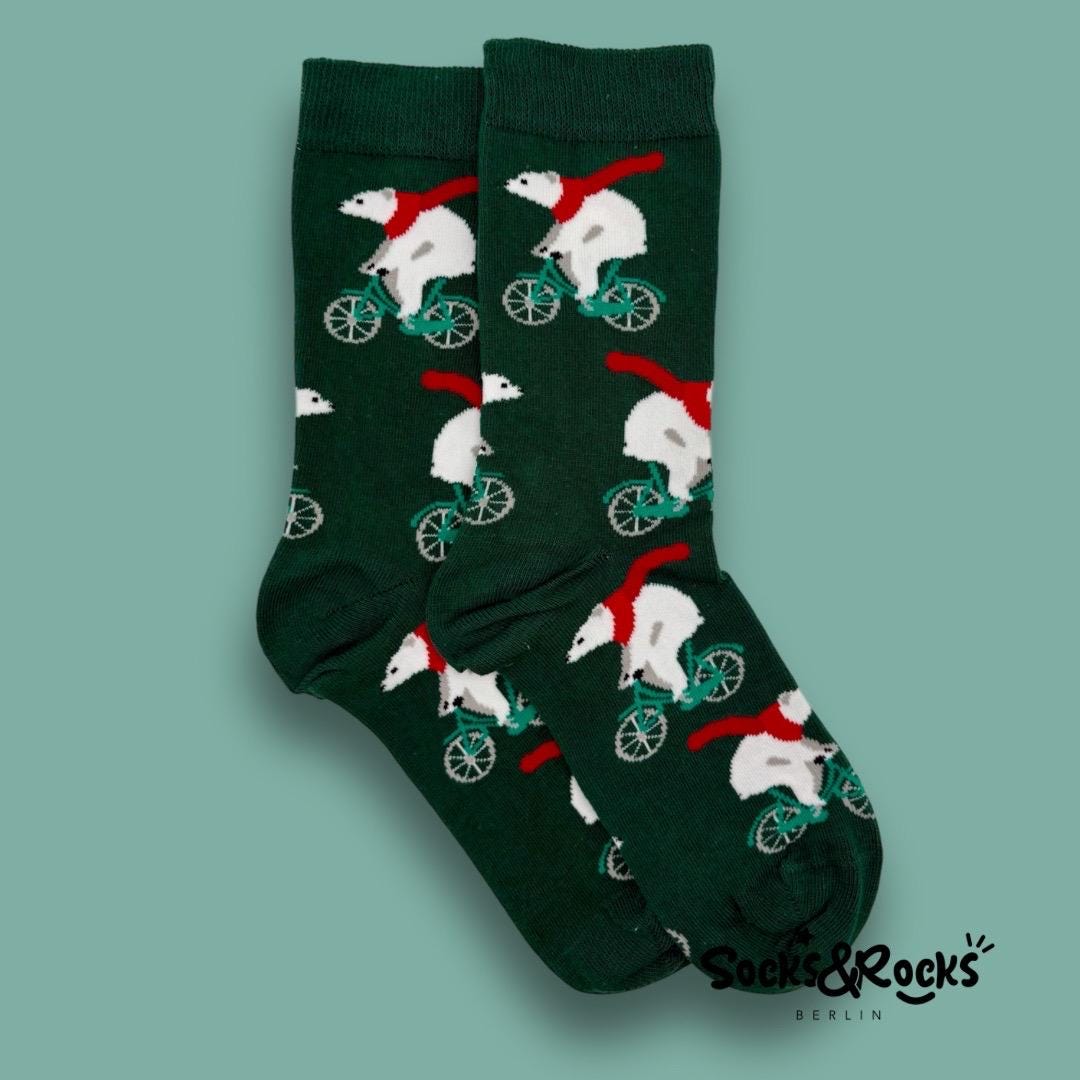 Bär Auf Fahrrad Socken | Fahrradsocken Hunde Tier Radsocken Fahrradmotiv Socken Lustige Wintersocken von SocksundRocks